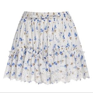LoveShackFancy Becca Floral Ruffled Mini Skirt- XS